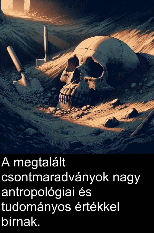 csontmaradványok: A megtalált csontmaradványok nagy antropológiai és tudományos értékkel bírnak.