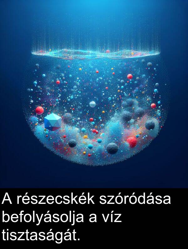 víz: A részecskék szóródása befolyásolja a víz tisztaságát.