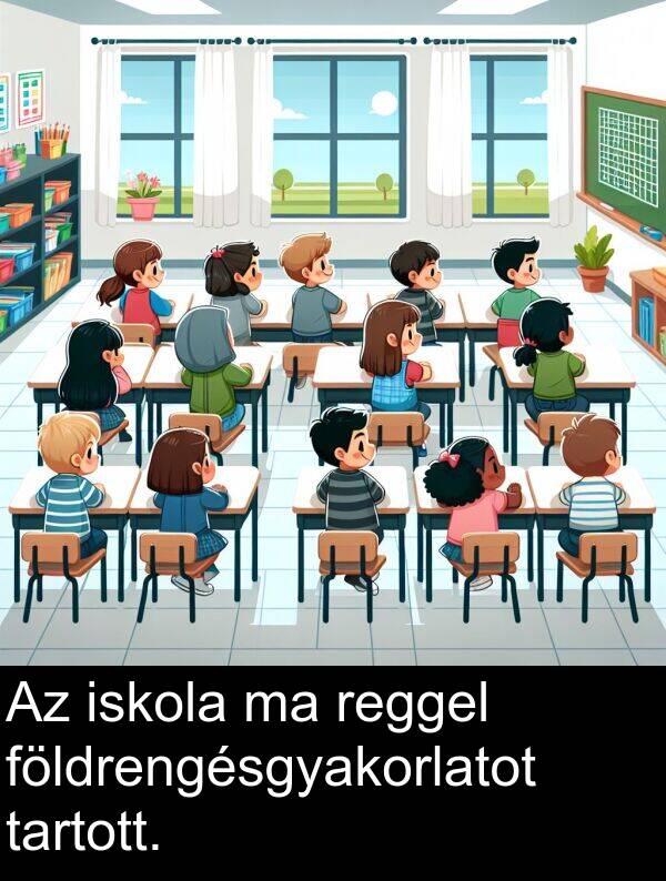 tartott: Az iskola ma reggel földrengésgyakorlatot tartott.