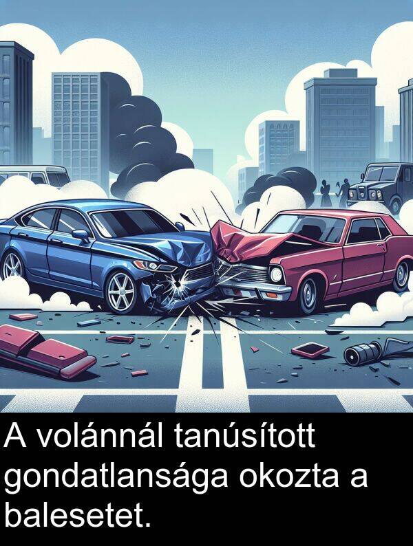 okozta: A volánnál tanúsított gondatlansága okozta a balesetet.
