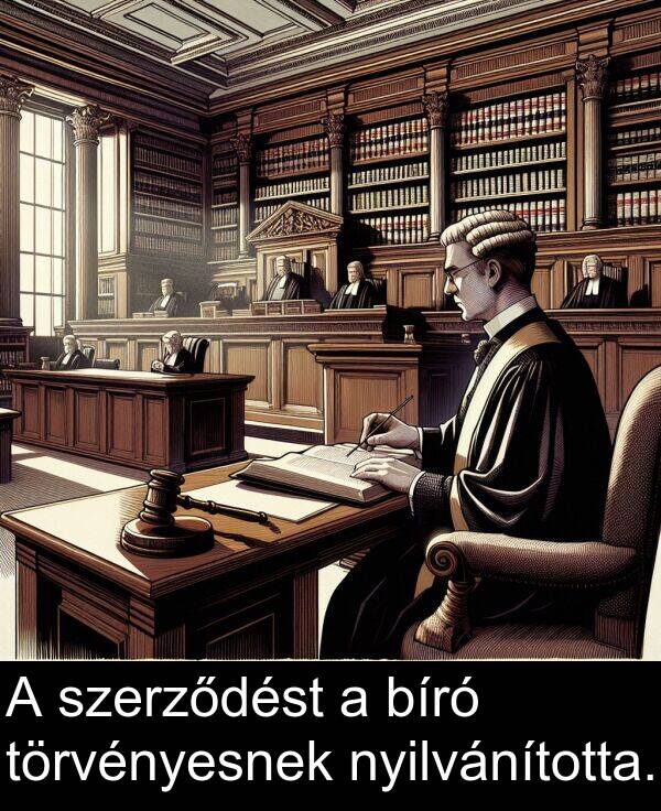 szerződést: A szerződést a bíró törvényesnek nyilvánította.