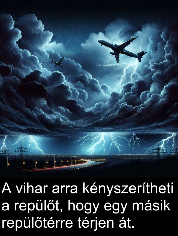 másik: A vihar arra kényszerítheti a repülőt, hogy egy másik repülőtérre térjen át.