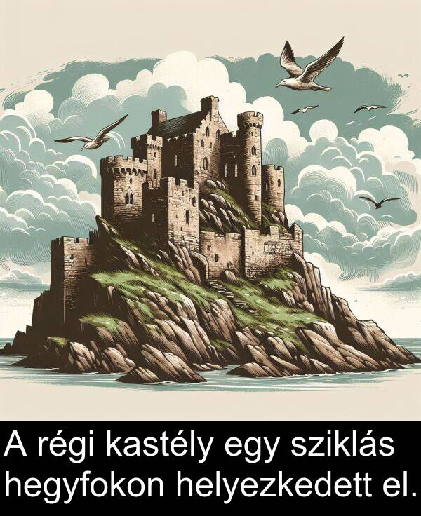 régi: A régi kastély egy sziklás hegyfokon helyezkedett el.
