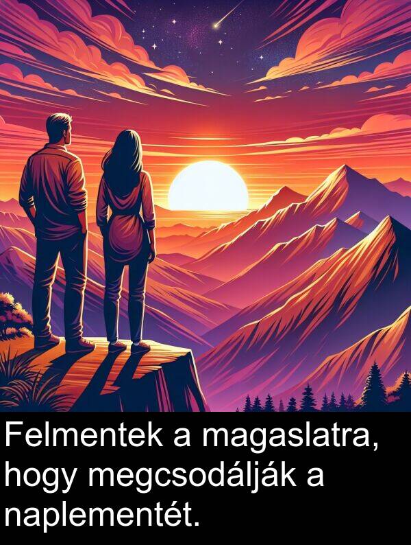magaslatra: Felmentek a magaslatra, hogy megcsodálják a naplementét.