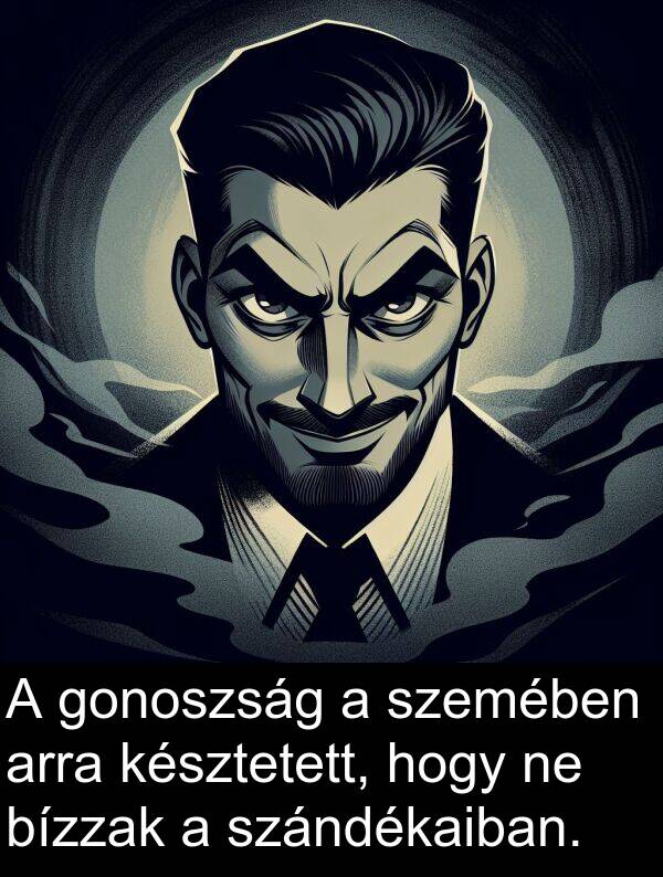 arra: A gonoszság a szemében arra késztetett, hogy ne bízzak a szándékaiban.