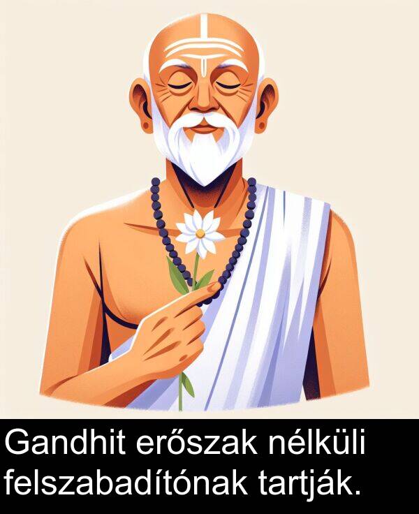 tartják: Gandhit erőszak nélküli felszabadítónak tartják.