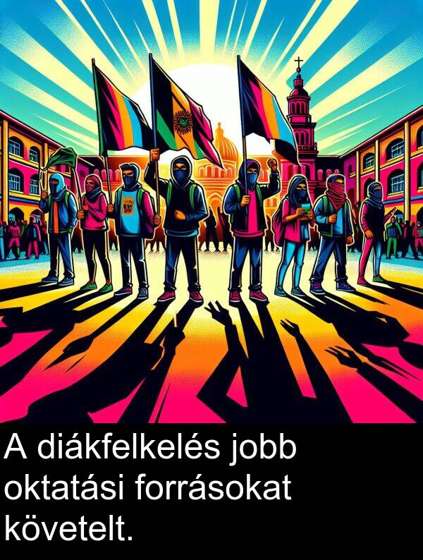 oktatási: A diákfelkelés jobb oktatási forrásokat követelt.