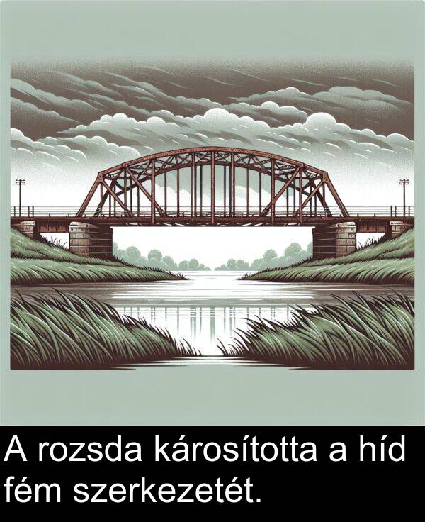 híd: A rozsda károsította a híd fém szerkezetét.