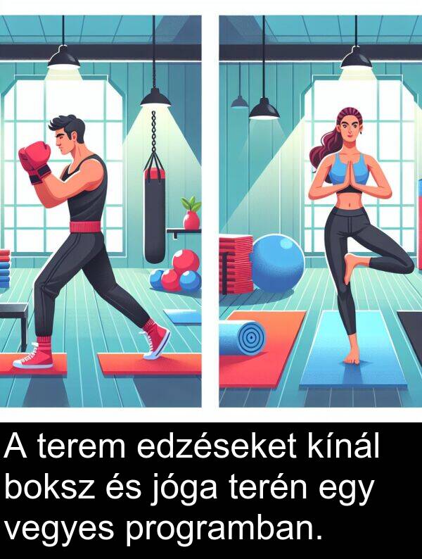 programban: A terem edzéseket kínál boksz és jóga terén egy vegyes programban.