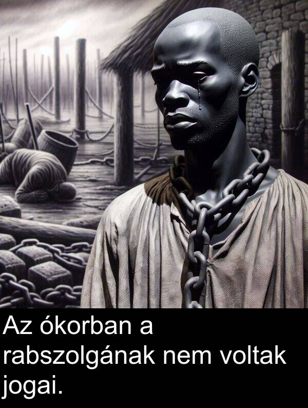 ókorban: Az ókorban a rabszolgának nem voltak jogai.