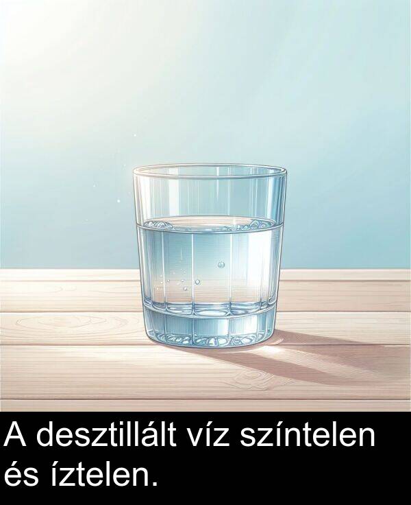 desztillált: A desztillált víz színtelen és íztelen.