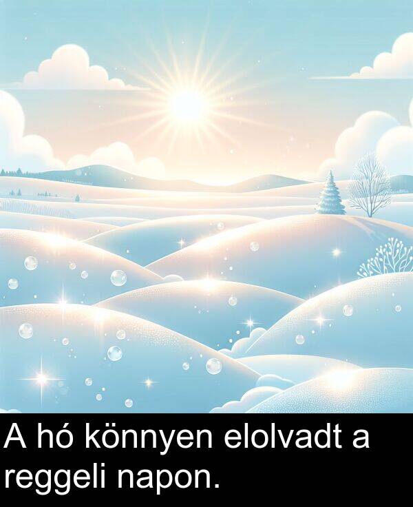 napon: A hó könnyen elolvadt a reggeli napon.