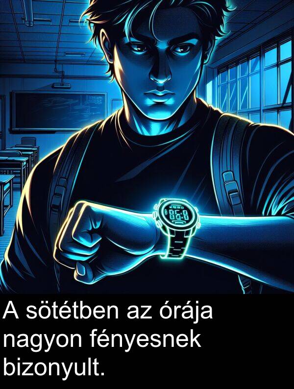 sötétben: A sötétben az órája nagyon fényesnek bizonyult.