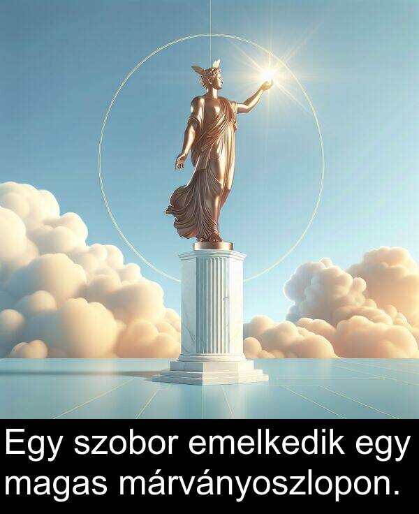 magas: Egy szobor emelkedik egy magas márványoszlopon.