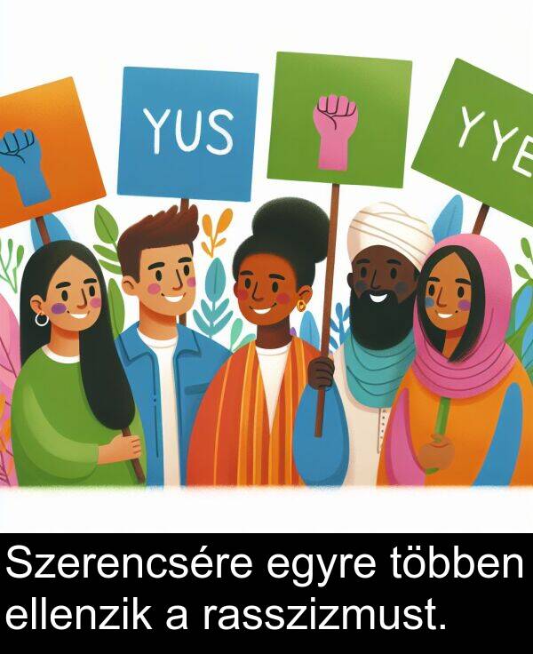 rasszizmust: Szerencsére egyre többen ellenzik a rasszizmust.