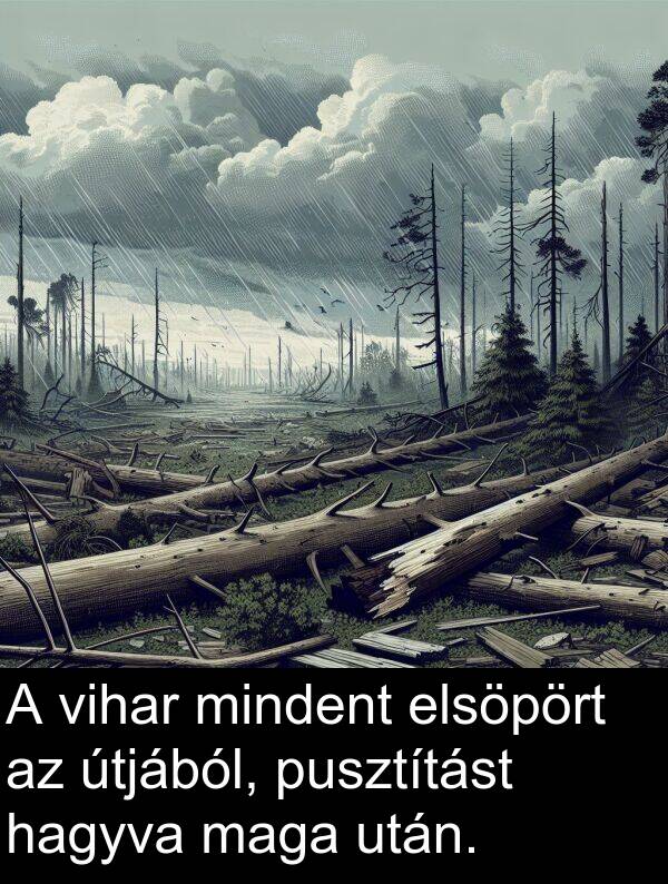 hagyva: A vihar mindent elsöpört az útjából, pusztítást hagyva maga után.
