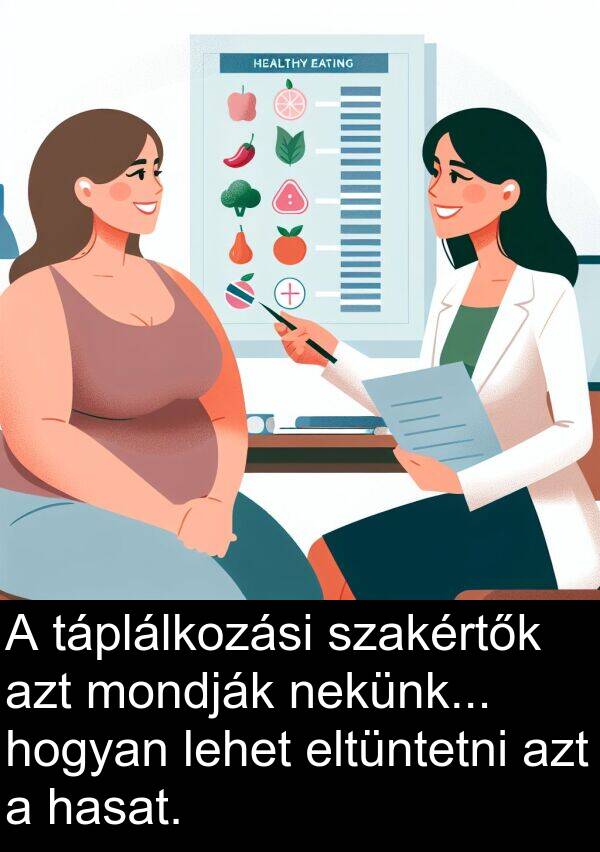 mondják: A táplálkozási szakértők azt mondják nekünk... hogyan lehet eltüntetni azt a hasat.