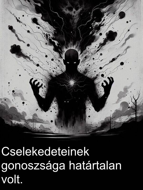 határtalan: Cselekedeteinek gonoszsága határtalan volt.