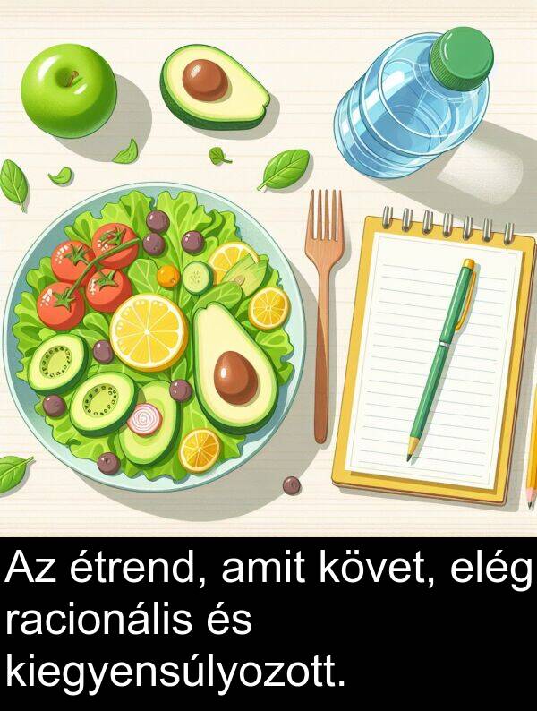 kiegyensúlyozott: Az étrend, amit követ, elég racionális és kiegyensúlyozott.