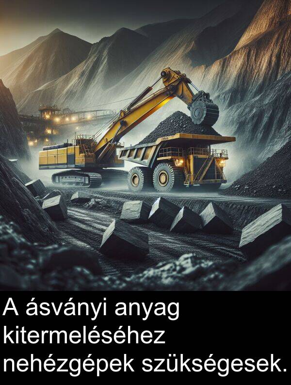 ásványi: A ásványi anyag kitermeléséhez nehézgépek szükségesek.