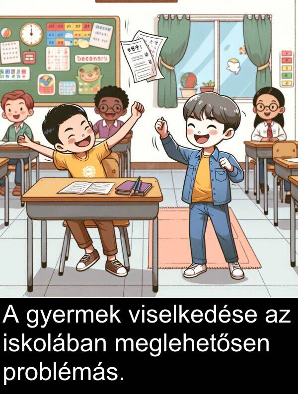 problémás: A gyermek viselkedése az iskolában meglehetősen problémás.