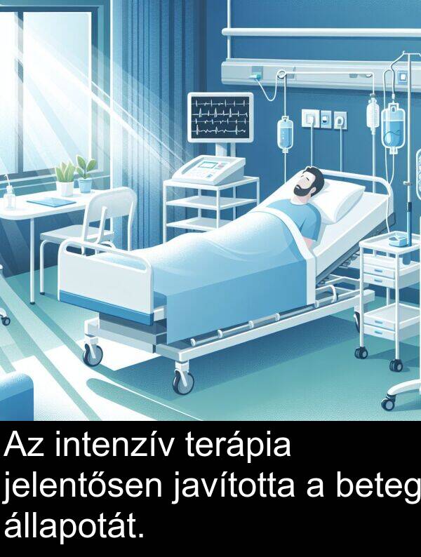 javította: Az intenzív terápia jelentősen javította a beteg állapotát.