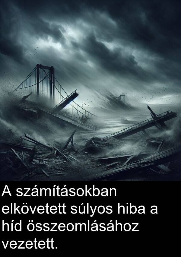 összeomlásához: A számításokban elkövetett súlyos hiba a híd összeomlásához vezetett.