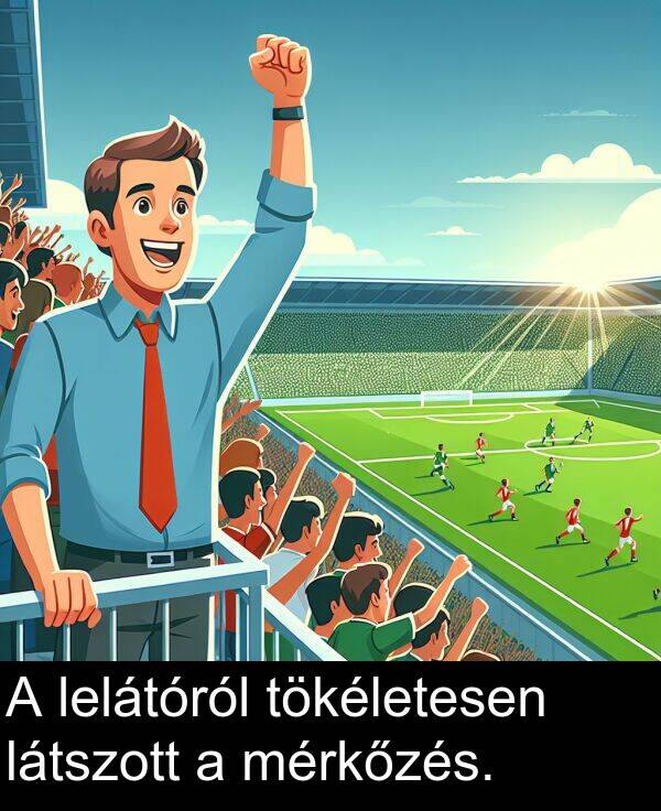 mérkőzés: A lelátóról tökéletesen látszott a mérkőzés.