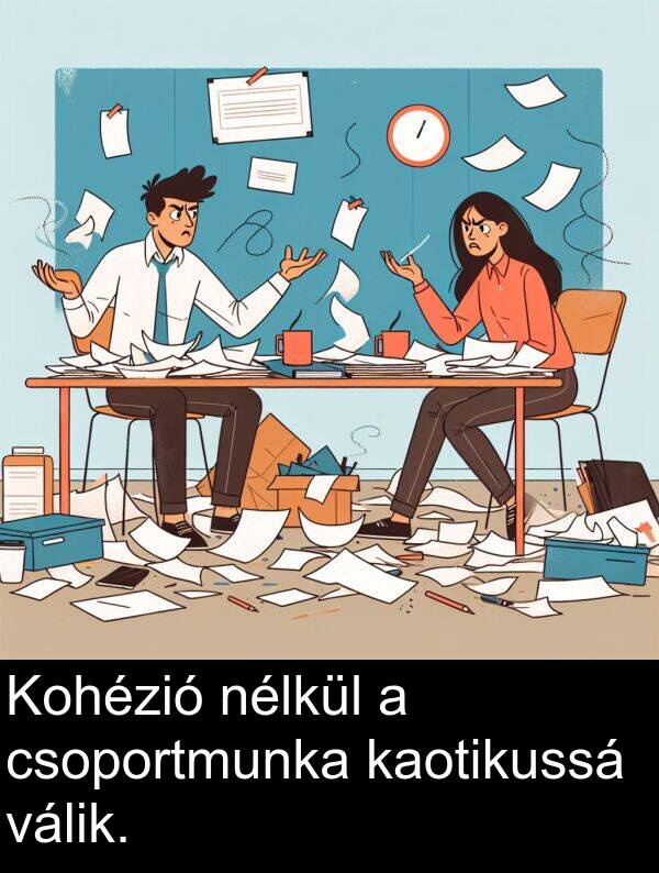csoportmunka: Kohézió nélkül a csoportmunka kaotikussá válik.