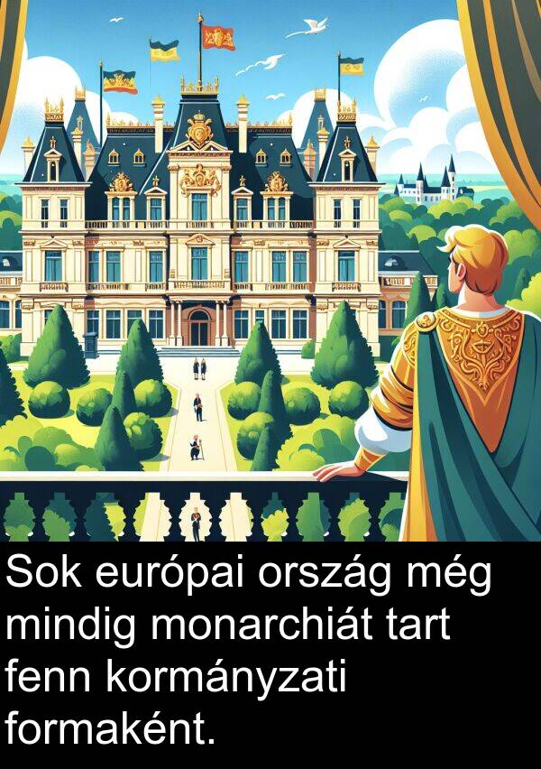 monarchiát: Sok európai ország még mindig monarchiát tart fenn kormányzati formaként.