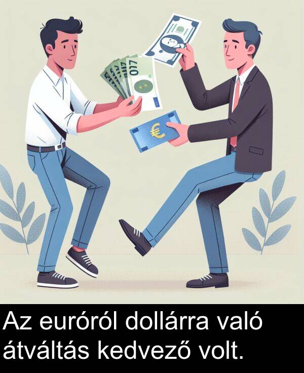 dollárra: Az euróról dollárra való átváltás kedvező volt.