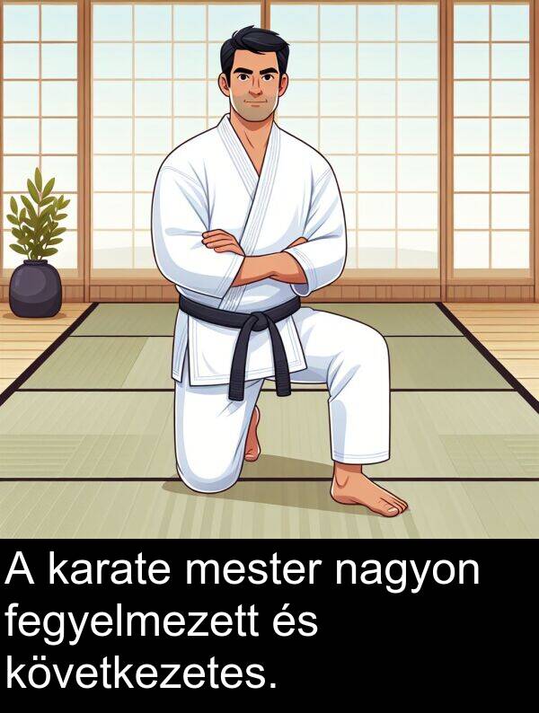mester: A karate mester nagyon fegyelmezett és következetes.