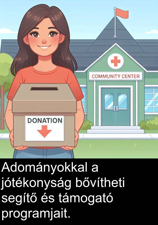 segítő: Adományokkal a jótékonyság bővítheti segítő és támogató programjait.
