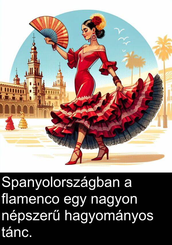 tánc: Spanyolországban a flamenco egy nagyon népszerű hagyományos tánc.
