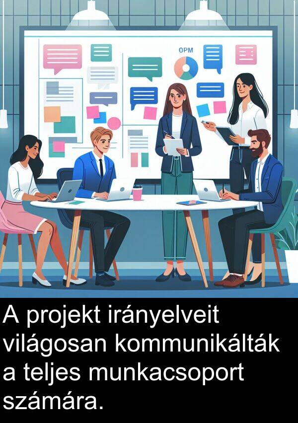 munkacsoport: A projekt irányelveit világosan kommunikálták a teljes munkacsoport számára.