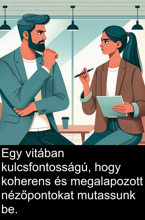 mutassunk: Egy vitában kulcsfontosságú, hogy koherens és megalapozott nézőpontokat mutassunk be.
