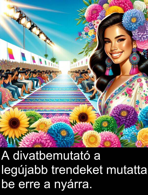 trendeket: A divatbemutató a legújabb trendeket mutatta be erre a nyárra.