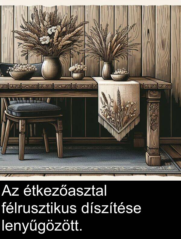 díszítése: Az étkezőasztal félrusztikus díszítése lenyűgözött.
