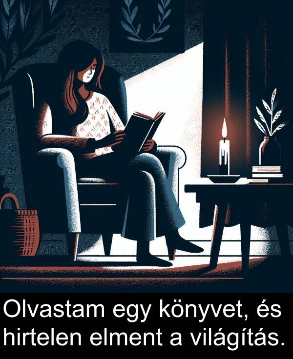 hirtelen: Olvastam egy könyvet, és hirtelen elment a világítás.