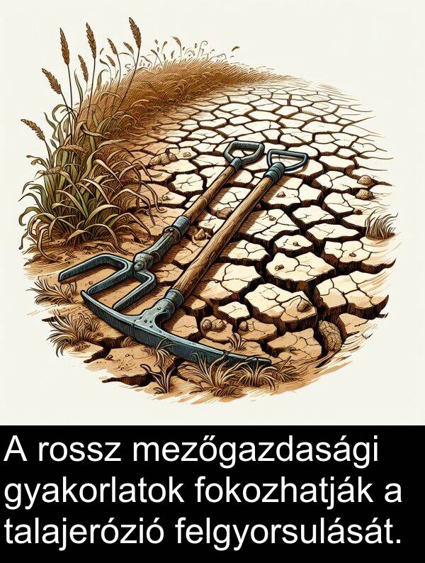 talajerózió: A rossz mezőgazdasági gyakorlatok fokozhatják a talajerózió felgyorsulását.