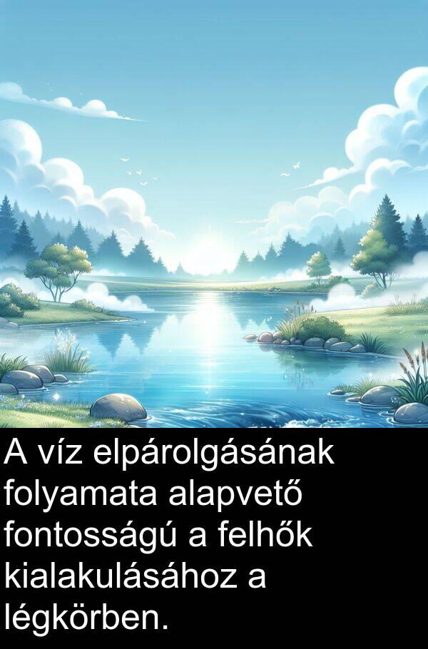 víz: A víz elpárolgásának folyamata alapvető fontosságú a felhők kialakulásához a légkörben.