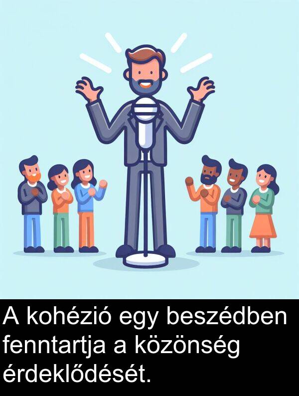 beszédben: A kohézió egy beszédben fenntartja a közönség érdeklődését.