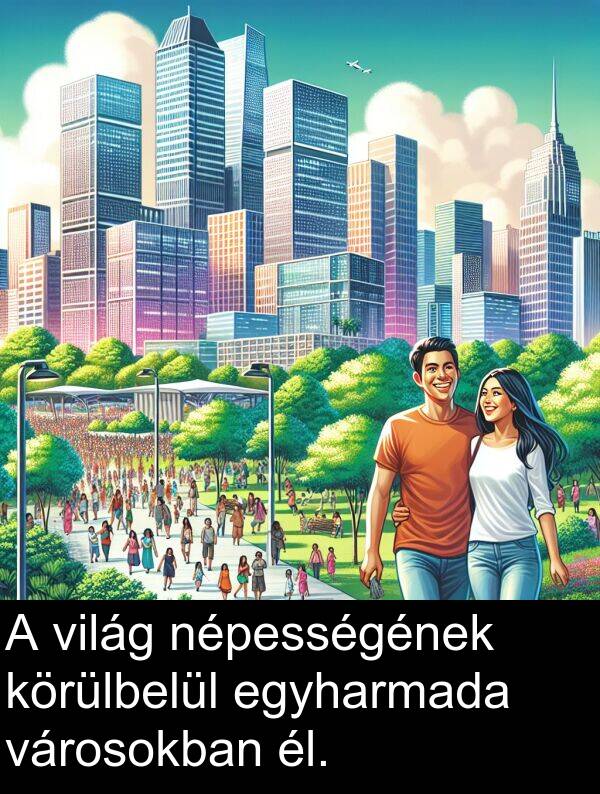 világ: A világ népességének körülbelül egyharmada városokban él.