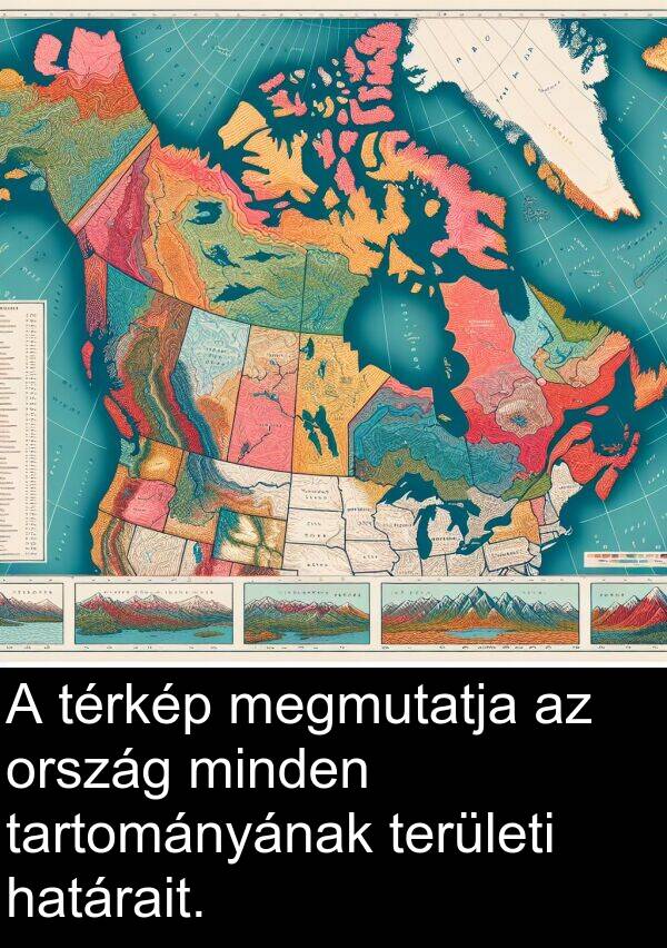 megmutatja: A térkép megmutatja az ország minden tartományának területi határait.