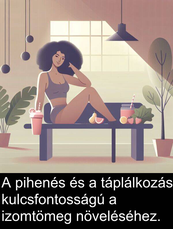 pihenés: A pihenés és a táplálkozás kulcsfontosságú a izomtömeg növeléséhez.