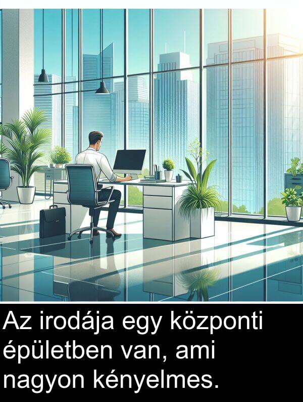 ami: Az irodája egy központi épületben van, ami nagyon kényelmes.
