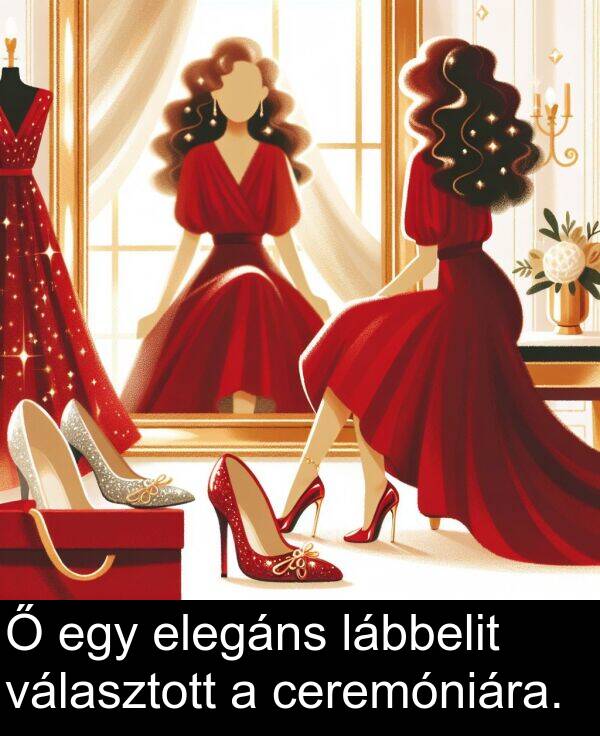 ceremóniára: Ő egy elegáns lábbelit választott a ceremóniára.