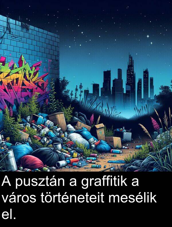 pusztán: A pusztán a graffitik a város történeteit mesélik el.