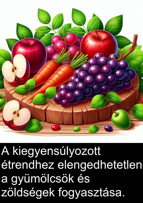 kiegyensúlyozott: A kiegyensúlyozott étrendhez elengedhetetlen a gyümölcsök és zöldségek fogyasztása.