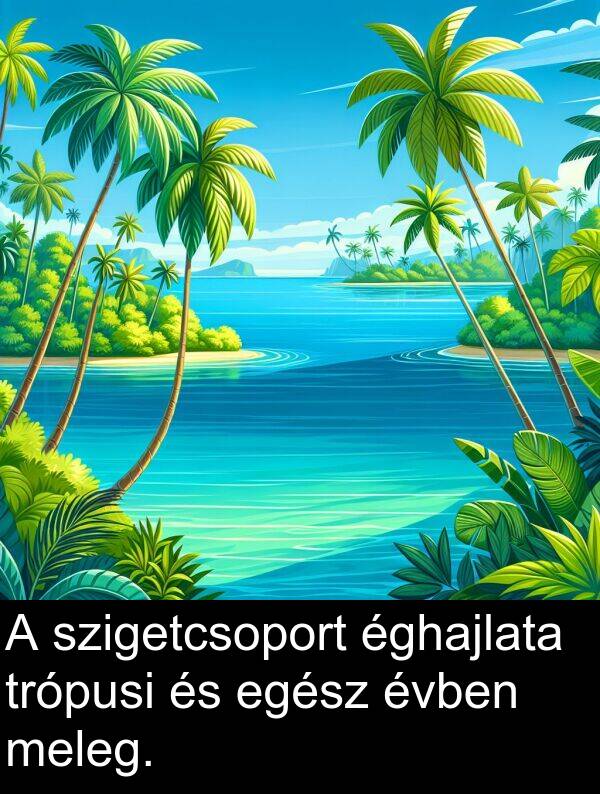 trópusi: A szigetcsoport éghajlata trópusi és egész évben meleg.
